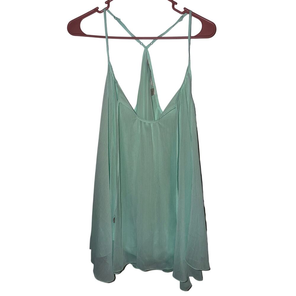 Mint Green Fairycore Flowy Romantic Spaghetti Strap Tank Top Breezy Boho Large